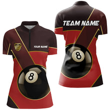 Load image into Gallery viewer, Best Custom 8 Ball Pool Billiard Jerseys For Women, Personalized Billiard Tournament Team Shirts |Red TDM2441