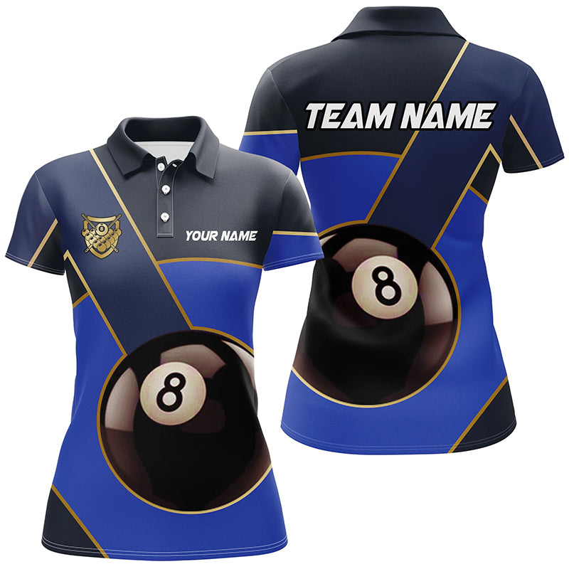 Best Custom 8 Ball Pool Billiard Jersey For Women, Personalized Billiard Tournament Team Shirts |Blue TDM2442