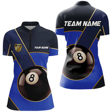 Load image into Gallery viewer, Best Custom 8 Ball Pool Billiard Jersey For Women, Personalized Billiard Tournament Team Shirts |Blue TDM2442