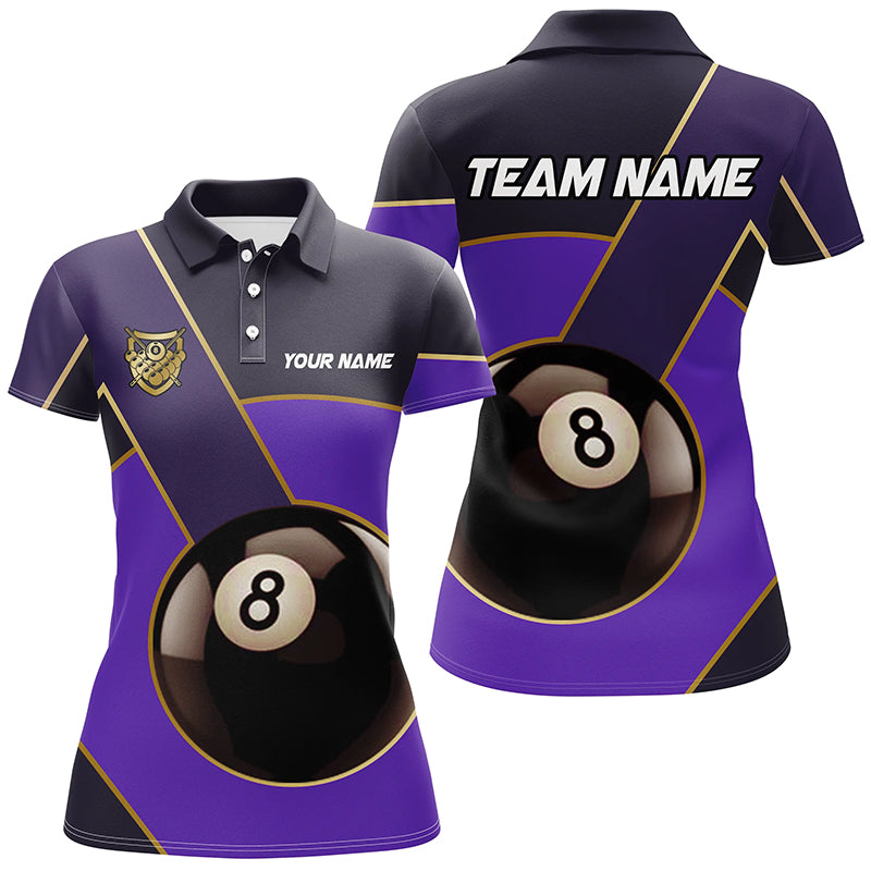 Best Custom 8 Ball Billiard Jerseys For Women, Personalized Billiard Tournament Team Shirts |Purple TDM2443