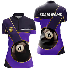 Load image into Gallery viewer, Best Custom 8 Ball Billiard Jerseys For Women, Personalized Billiard Tournament Team Shirts |Purple TDM2443