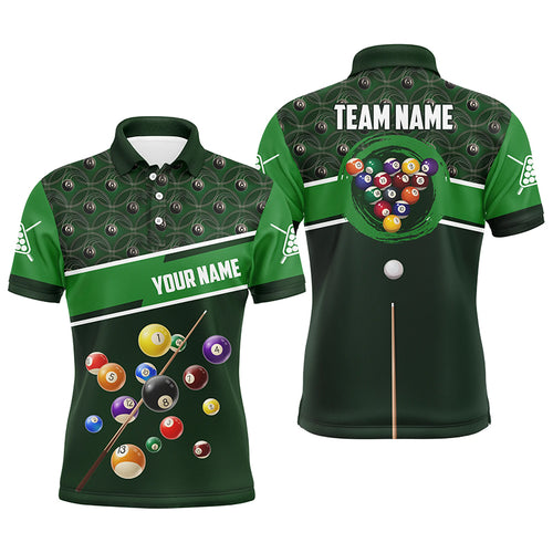 Personalized Green 8 Ball Billiards Full Printing Men Polo Shirts Best Billiard Ball Custom Gifts TDM0294