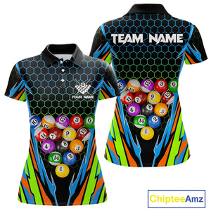Colorful 3D Billiard Jersey For Women Custom Funny Pool Balls Billiard Team Shirt Polo & 1/4 Zip TDM4933