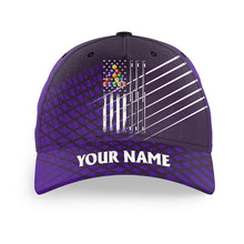 Load image into Gallery viewer, Personalized Purple American Flag Billiard Baseball Cap For Pooler Custom Patriotic Top Hat Billiard TDM2909