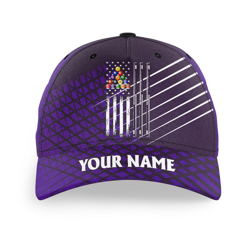 Personalized Purple American Flag Billiard Baseball Cap For Pooler Custom Patriotic Top Hat Billiard TDM2909