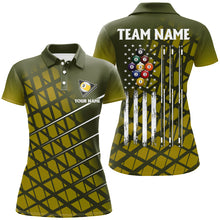 Load image into Gallery viewer, Personalized Yellow Retro American Flag Women Billiard Shirts Custom 9 Ball Pool Billiard Jerseys TDM2911