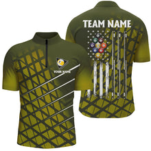 Load image into Gallery viewer, Personalized Yellow Retro American Flag Men Billiard Shirts Custom 9 Ball Pool Billiard Jerseys TDM2911