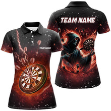 Load image into Gallery viewer, Personalized Scary Death Skeleton Fire Dart Shirts For Women Custom Darts League Team Jerseys TDM2918