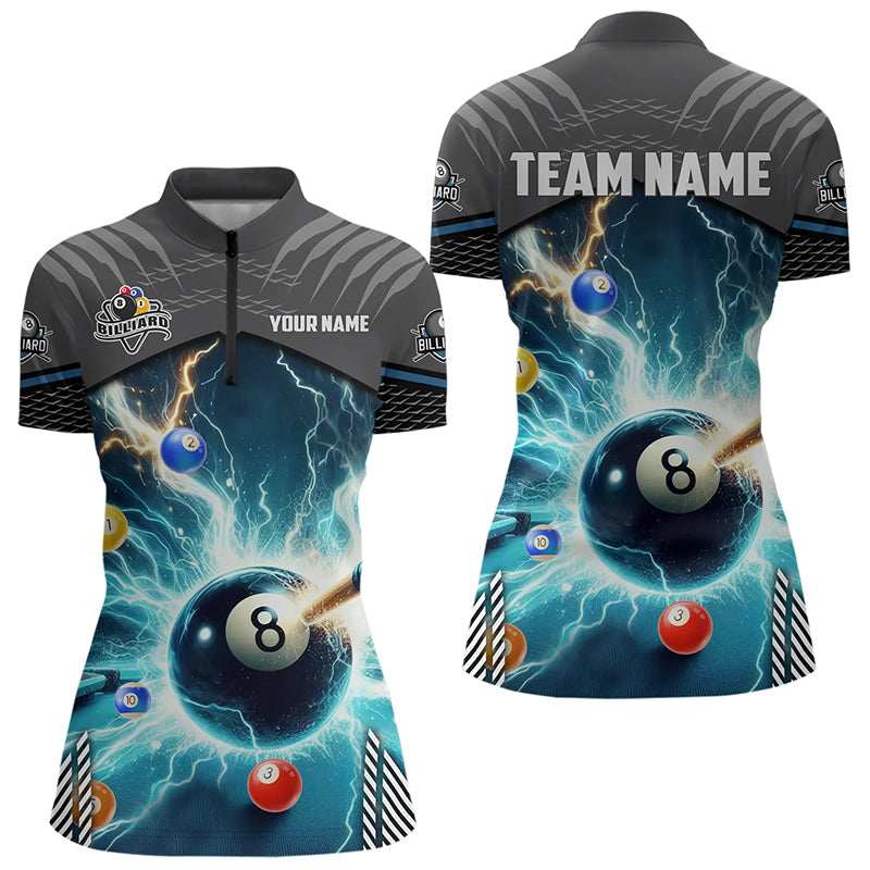 Personalized Striking Thunder Lightning Billiard Shirts For Women Custom Billiard Sport Jerseys TDM3156