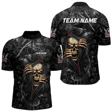 Load image into Gallery viewer, Personalized Skull 8 Ball Smoke Pattern Billiard Shirts For Men, 8 Ball Pool Black Billiard Jerseys TDM3157