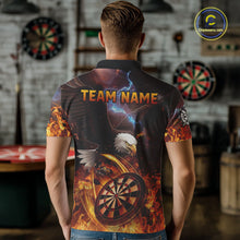 Load image into Gallery viewer, Personalized Fire Flame Eagle Darts Polo &amp; 1/4 Zip Custom Darts Shirt For Men, Darts Team Jersey TDM5377