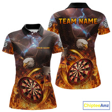 Load image into Gallery viewer, Personalized Fire Flame Eagle Darts Polo &amp; 1/4 Zip Custom Darts Shirt For Women, Darts Team Jersey TDM5377