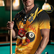 Load image into Gallery viewer, Funny Bull And Beer 8 Ball 9 Ball Billiard Shirt For Men Custom Billiard Team Jersey Polo, 1/4 Zip TDM5646