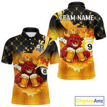 Load image into Gallery viewer, Funny Bull And Beer 8 Ball 9 Ball Billiard Shirt For Men Custom Billiard Team Jersey Polo, 1/4 Zip TDM5646