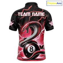 Load image into Gallery viewer, Red 8 Ball Lightning Thunder Cobra Snake Billiard Shirt For Men Custom Pool Team Jersey TDM5874
