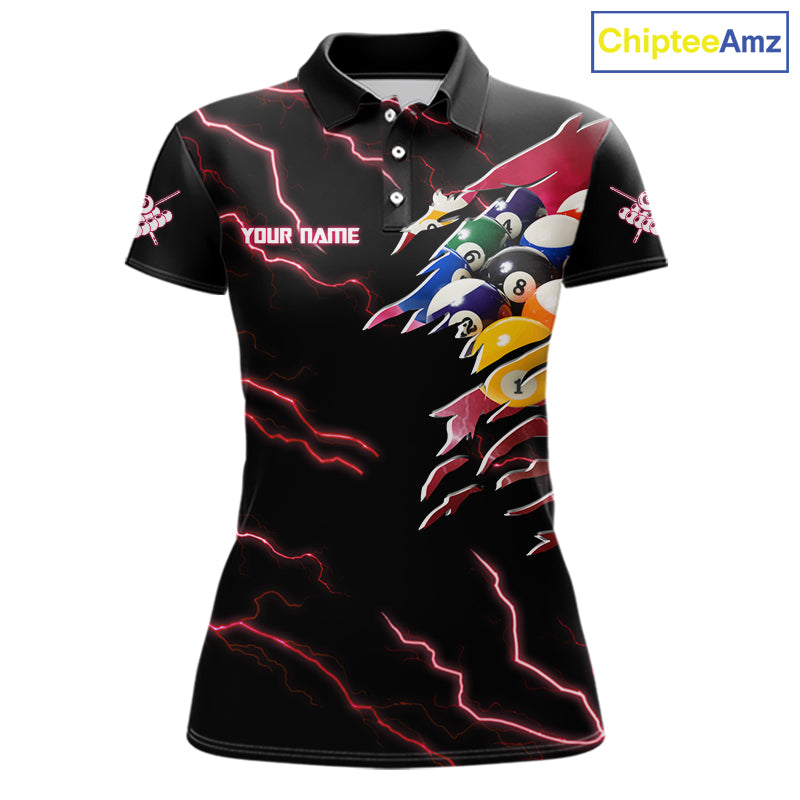 Red 8 Ball Lightning Thunder Cobra Snake Billiard Shirt For Women Custom Pool Team Jersey TDM5874