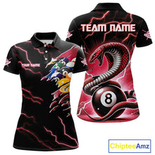 Load image into Gallery viewer, Red 8 Ball Lightning Thunder Cobra Snake Billiard Shirt For Women Custom Pool Team Jersey TDM5874