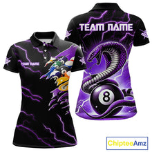 Load image into Gallery viewer, Purple 8 Ball Lightning Thunder Cobra Snake Billiard Shirt For Women Custom Pool Team Jersey TDM5875