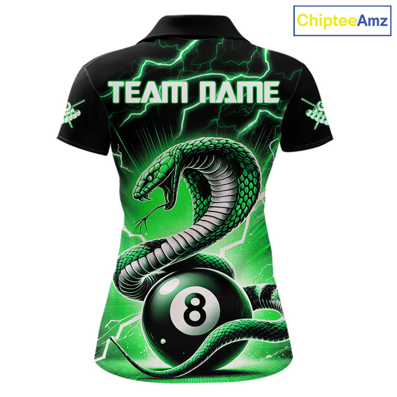 Green 8 Ball Lightning Thunder Cobra Snake Billiard Shirt For Women Custom Pool Team Jersey TDM5876