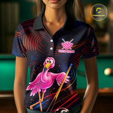 Load image into Gallery viewer, Funny Neon Flamingo 8 Ball Pool Billiard Shirt For Women Custom Billiard Team Jersey Polo &amp; 1/4 Zip TDM6256