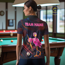 Load image into Gallery viewer, Funny Neon Flamingo 8 Ball Pool Billiard Shirt For Women Custom Billiard Team Jersey Polo &amp; 1/4 Zip TDM6256