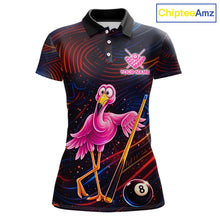 Load image into Gallery viewer, Funny Neon Flamingo 8 Ball Pool Billiard Shirt For Women Custom Billiard Team Jersey Polo &amp; 1/4 Zip TDM6256
