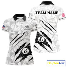 Load image into Gallery viewer, Personalized Funny Scratch 8 Ball Pool Billiard Polo, 1/4 Zip For Women Custom Team Billiard Jersey TDM4147