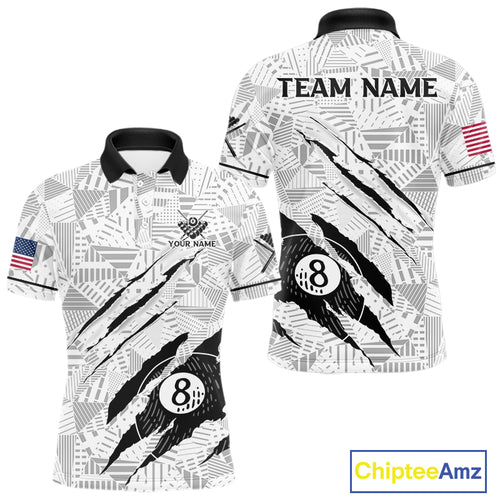 Personalized Funny Scratch 8 Ball Pool Billiard Polo, 1/4 Zip For Men Custom Team Billiard Jersey TDM4147