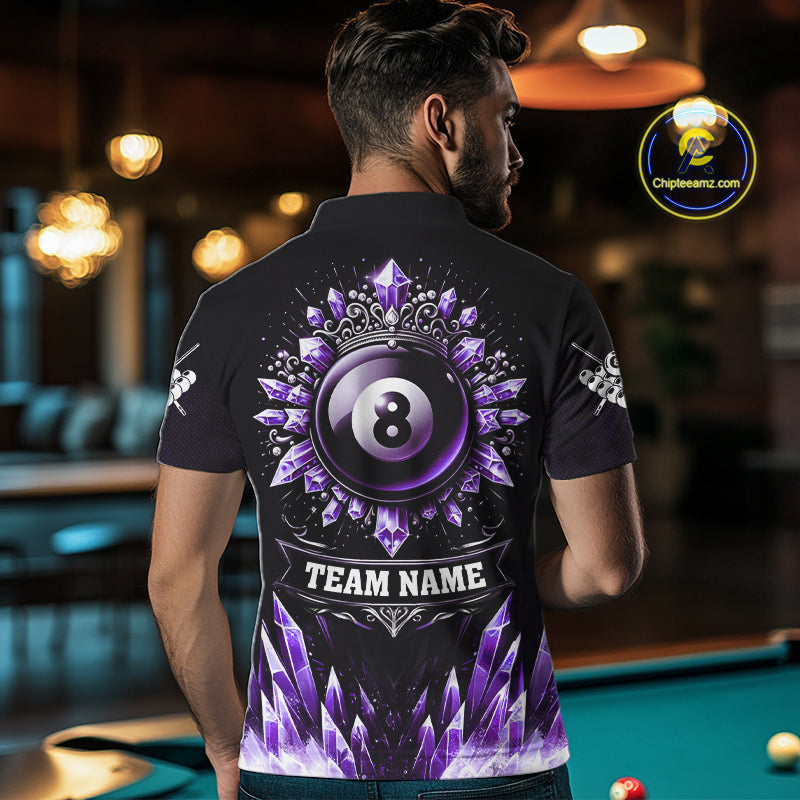 Personalized Purple Icy 8 Ball Pool Crown Billiard Shirt For Men, Funny Billiard Team Jerseys TDM4304