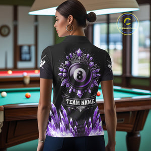 Personalized Purple Icy 8 Ball Pool Crown Billiard Shirt For Women, Funny Billiard Team Jerseys TDM4304