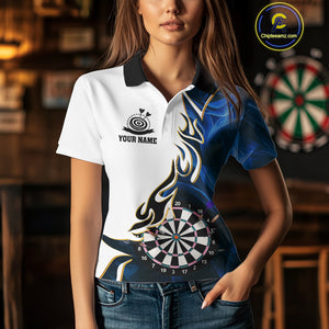 Personalized Blue Flaming Darts Jersey For Women Custom Darts Team Shirts Polo & Quarter Zip TDM4512