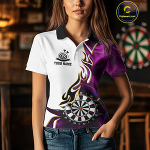 Personalized Purple Flaming Darts Jersey For Women Custom Darts Team Shirts Polo & Quarter Zip TDM4513