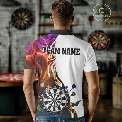 Personalized Colorful Flaming Darts Jersey For Men Custom Darts Team Shirts Polo & Quarter Zip TDM4514