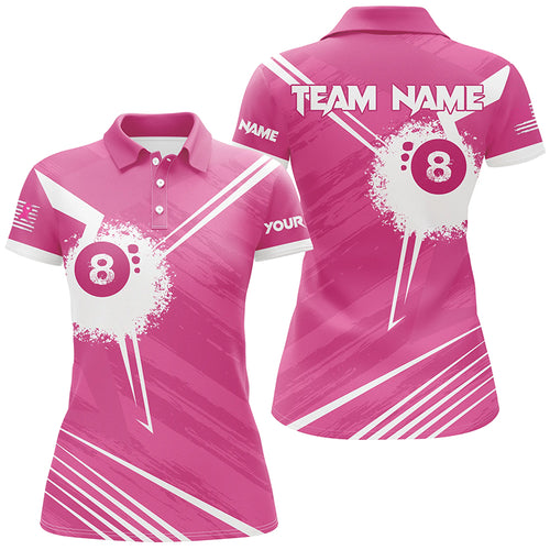 Pink Billiard Jerseys For Women Custom 8 Ball Breast Cancer Awareness Billiard Shirts For Pool Lover TDM2447