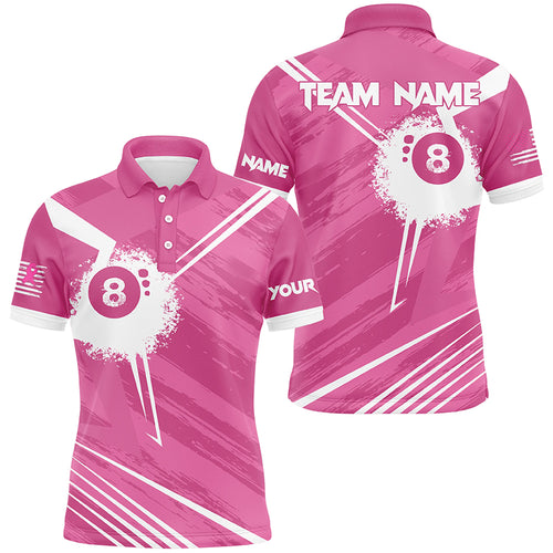 Pink Billiard Jerseys For Men Custom 8 Ball Breast Cancer Awareness Billiard Shirts For Pool Lover TDM2447