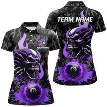 Load image into Gallery viewer, 3D Purple 8 Ball Fire Flame Custom Skull Billiard Shirts For Women Team League Billiard Jerseys TDM2449