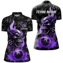 Load image into Gallery viewer, 3D Purple 8 Ball Fire Flame Custom Skull Billiard Shirts For Women Team League Billiard Jerseys TDM2449