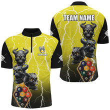 Load image into Gallery viewer, Personalized Lightning Skull 9 Ball Pool Men Billiard Shirts, Funny Yellow 9 Ball Billiard Jerseys TDM2452