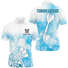 Load image into Gallery viewer, Personalized Blue Abstract Darts Polo &amp; Quarter-Zip Shirts For Men, Best Darts Team Jerseys TDM2455