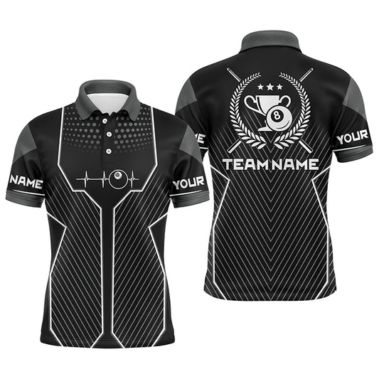Custom 8 Ball Heartbeat Funny Billiard Polo Shirts For Men Personalized Pool Jerseys For Player TDM0303