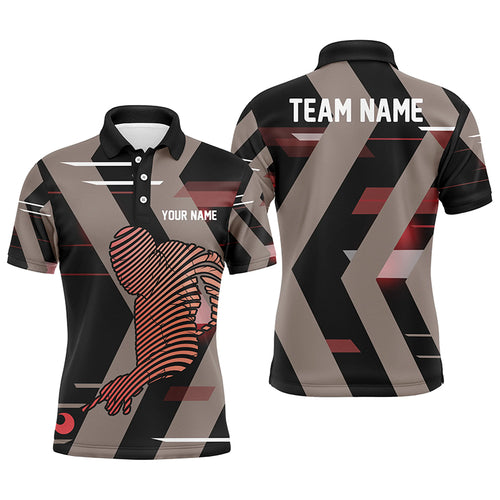 Custom Black Red Pooler Abstract Billiard Polo Shirts For Men Personalized Unique Gifts For Player TDM0309
