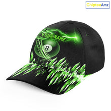 Load image into Gallery viewer, Personalized Green Icy Lightning 8 Ball Pool Top Hat Billiard, 3D Printed Baseball Billiard Caps TDM2670