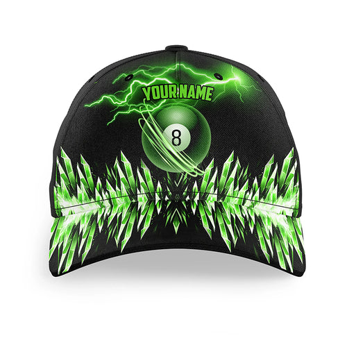 Personalized Green Icy Lightning 8 Ball Pool Top Hat Billiard, 3D Printed Baseball Billiard Caps TDM2670