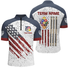 Load image into Gallery viewer, White Grunge American Flag 9 Ball Billiard Shirts For Men Custom Patriotic 9 Ball Pool Jerseys TDM2677