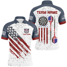 Load image into Gallery viewer, White Grunge American Flag Darts Polo &amp; Quarter-Zip Custom Patriotic Men Dart Shirts Darts Jerseys TDM2678