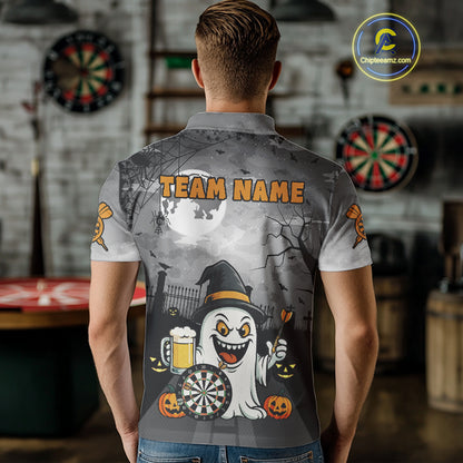 Funny Ghostly Beer Halloween Darts Shirt For Men Custom Halloween Gifts For Darts Lover TDM4948