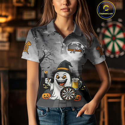 Funny Ghostly Beer Halloween Darts Shirt For Women Custom Halloween Gifts For Darts Lover TDM4948