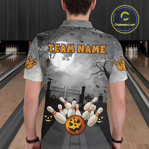 Funny Bowling Halloween Shirt For Men Custom Halloween Bowling Jersey Team Polo & 1/4 Zip TDM4949