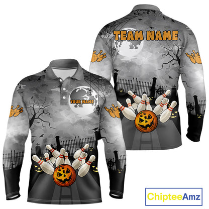 Funny Bowling Halloween Shirt For Men Custom Halloween Bowling Jersey Team Polo & 1/4 Zip TDM4949