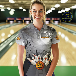Funny Bowling Halloween Shirt For Women Custom Halloween Bowling Jersey Team Polo & 1/4 Zip TDM4949